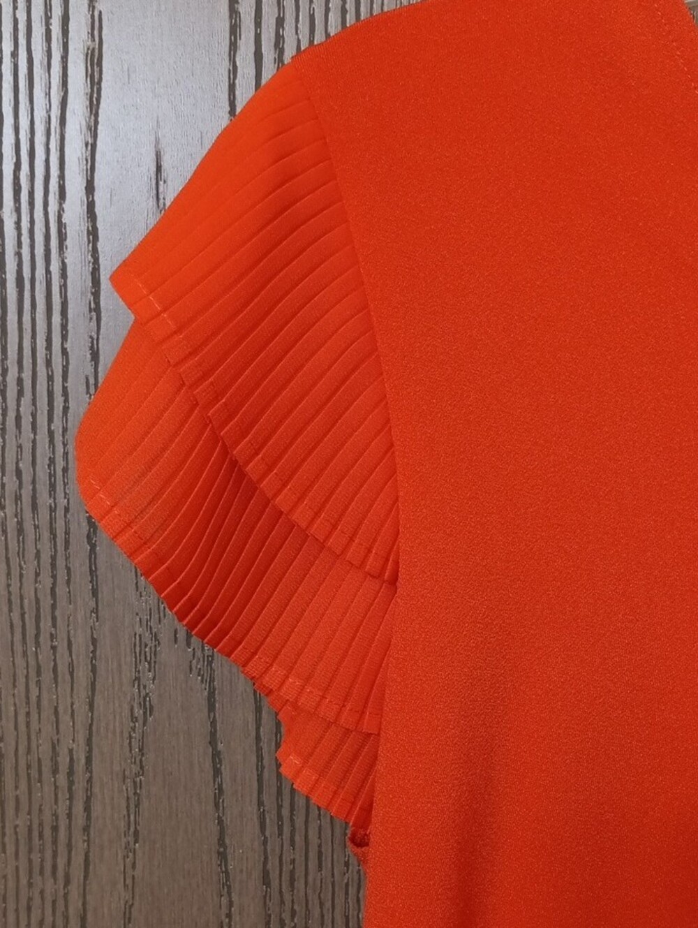 New Adrianna Papell Orange V-Neck Flutter Sleeve Top| Size M - Picture 4 of 4